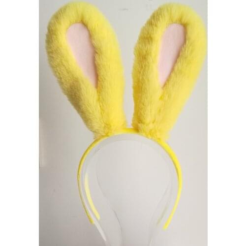 New Rabbit Ears Headwear Hairhoop Pink White Fur Stage Performance Prop For Christmas Holiday Custom Made