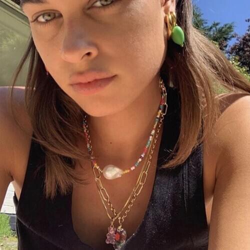 Beads Choker Necklace Baroque Irregular Imitation pearl necklace Beach Femme Jewelry Gift wholesale