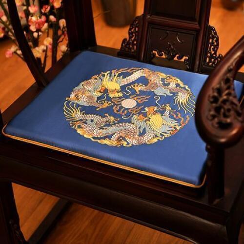 Chinese Embroidery Dragon Phoenix Seat Cushions Sofa Dining Chair Anti-Slip Comfor Pad Office Home Decorative Armchair Sit Mats