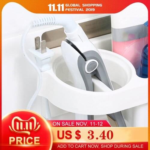 Hair Dryer Rack Comb Holder Bathroom Storage Organizer Self-adhesive Wall Mounted Stand for Shampoo Straightener
