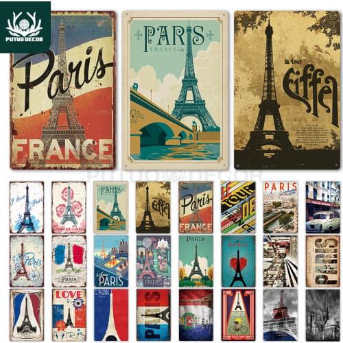 Paris Vintage Metal Poster Plaque Metal Vintage British Coffee Bar House Home Living Room Decorative Wall Decor Metal Tin Sign