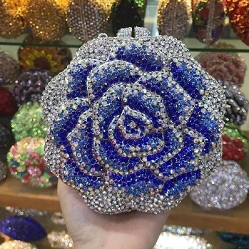 Red/black/pink/blue/grey/purple Luxury crystal evening bags diamond women pochette party evening handbag prom mini purse wedding