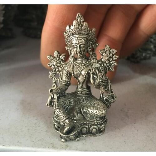 Silver-plate Green Tara Buddha statue White degree mother, Buddha mother