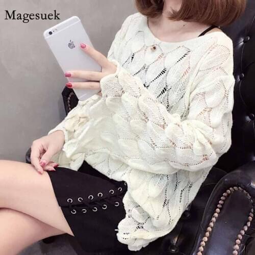 Hollow Out Butterfly Sleeve Autumn Loose Knitted Sweater Women Casual Jumper Lady Fashion Sweaters for Women Sueter Mujer 12269