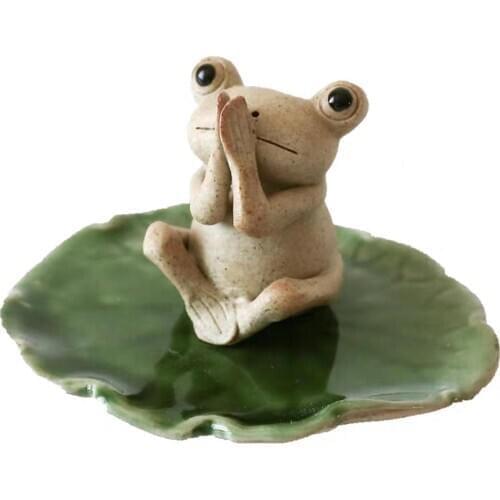 Tibet cute frog lovely animal sculpture status birthday gift Decoration tea pet tea play funny pottery Vintage Ceramic Figurine