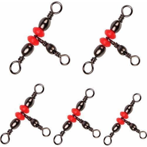 20pcs/lot Three 3 Way Fishing Swivel Brass Barrel Triple Swivel Fishing Connector With Solid Ring 10 Sizes 1#-14