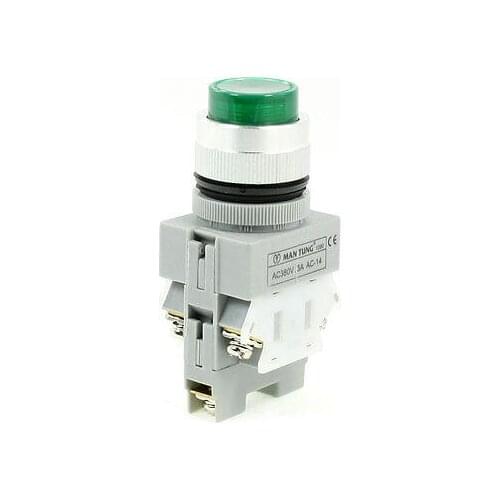 Green Flat Cap 6-Terminals Momentary Push Button Switch 380VAC 3 Amp