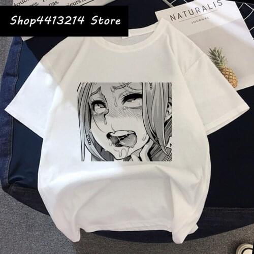 Women Anime Japanese Ahegao Harajuk Print T-shirt Tops 2021 Summer Fashion Short Sleeved T-shirt Girl,Drop Ship