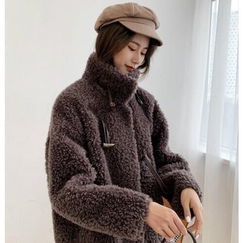 Wool Clothes 2020 100% Jacket Korean Sheep Shearing Parka Real Fur Women Autumn Winter Coat 9218 YY2250
