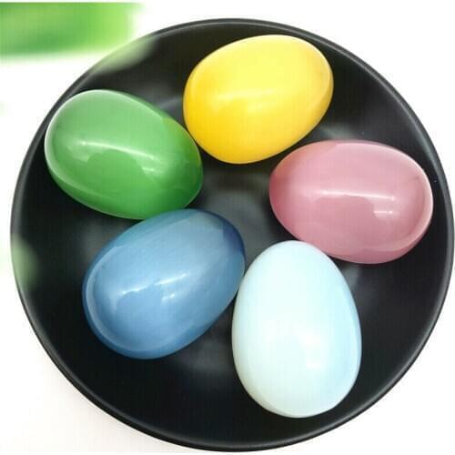1PC Mixed Color Cats Eye Stone Egg Shaped Specimen Gemstone Crystal Healing Reiki Natural Stones and Minerals