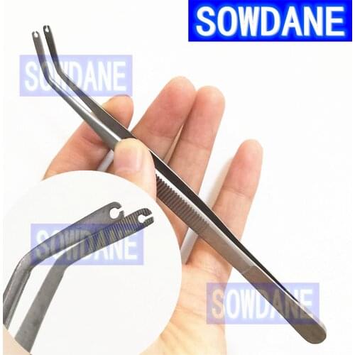 1 piece Dental Surgical Operation Stitching Tweezer College Tweezers Cotton Dressing Forceps Serrated Tip Stainless Steel