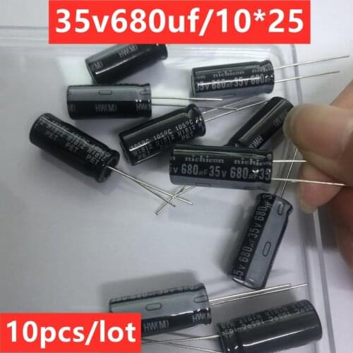 10pcs/lot In-line electrolytic capacitor 35V680UF 10X25 10*25 35V 680UF new original goods
