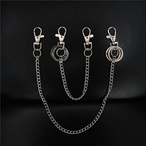 2020 High Quality 25cm 39.5cm Long Metal Keyring Keychain Chain Hipster Pant Jean Key Wallet Belt Ring Clip Mens HipHop Jewelry