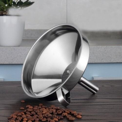 304 stainless steel filter funnel oil leakage sour wine packing tool laboratory with handle belt filter 12CM 14CM