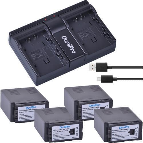 4x 6000Ah VW-VBG6 VW VBG6 Camera Battery + USB Dual Charger for PANASONIC AG-HMC71 HMC73 HMC150 HPX250 AC160MC AG-HMC155GK