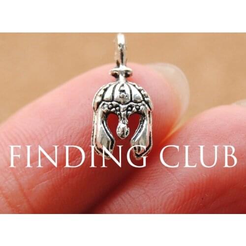 50 pcs Silver Color Medieval Helmet Charms DIY Metal Bracelet Necklace Jewelry Findings A919