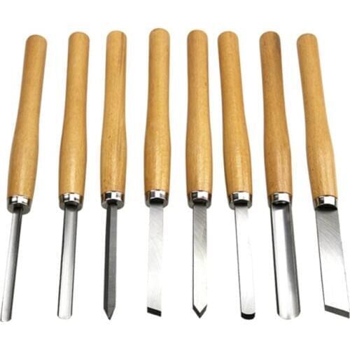 8PCs Wood Carving Knife Lathe Chisel Set Turning Tools Woodworking Gouge Skew Parting Spear