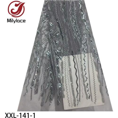 African Sequins Lace Fabric 2020 High Quality Lace French Tulle Lace Fabric Nigerian Net Lace Material for Dress XXL-141