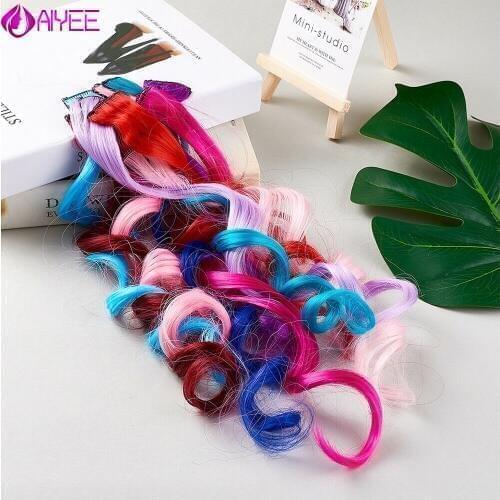 AIYEE 100 Colors Single Clip In One Piece Hair Extensions Synthetic Long Straight Ombre Grey Red Rainbow Hair Piece