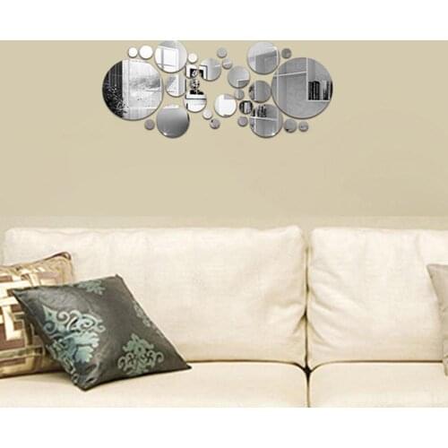 30Pcs Acrylic 3D Mirror Wall Stickers Round Wall Decor DIY Wall Stickers Bedroom Kitchen Home Room Decoration for door room wall