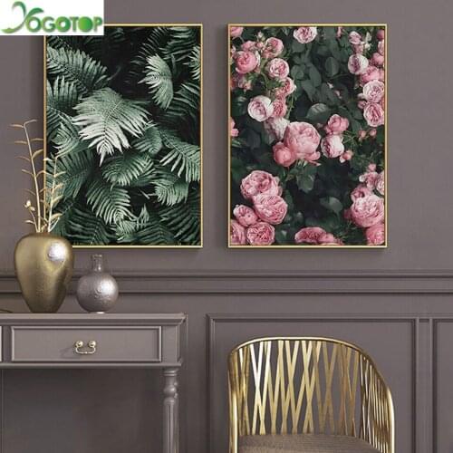 Full Square/Round Drill 5D DIY Diamond Painting Botanical "Green Leaf Rose Flower "Embroidery Cross Stitch 3D Home Decor YY4540