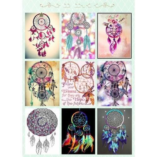 5d Diy Diamond Painting Landscape Full Round Indian Dream Catcher Diamond Embroidery Feather Diamond Mosaic Gift Factory Direct