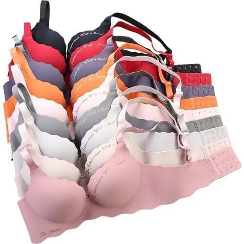 New Fashion Letter Sexy Lingerie Bras Wireless Women Bra Comfort Wire Free 3/4 Cup Push Up Underwear Female Bralette Intimates