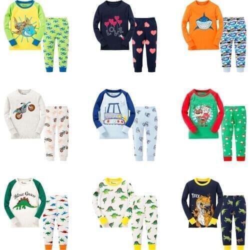 Baby girls Heat pajamas Kids Shark Dinosaur Animal Pijama sets Children Cotton Long Sleeve Nightie Boys Cartoon Pyjama Sleepwear