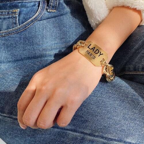 European and American fashion personality jewelry with trend punk letter bracelet for ladies birthday gifts wholesale