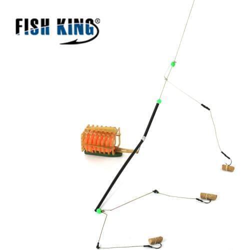 FISH KING 1PC 45CM Length 40G-100G Three Hooks Carp Fishing Feeder Bait Cage Lure Connector Holder Basket For Fishing Tackle
