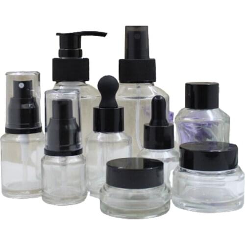 15ml 30ml Empty Clear Glass Dropper Vials 60ml 100ml 120ml Spray Lotion Pump Toner Esscnce Bottle 15G 30G 50G Cosmetic Cream Jar