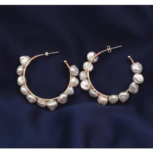 Hot sell natural white real pearl 925 silver stud real gold plated high quality earring women jewelry wedding trendy gift