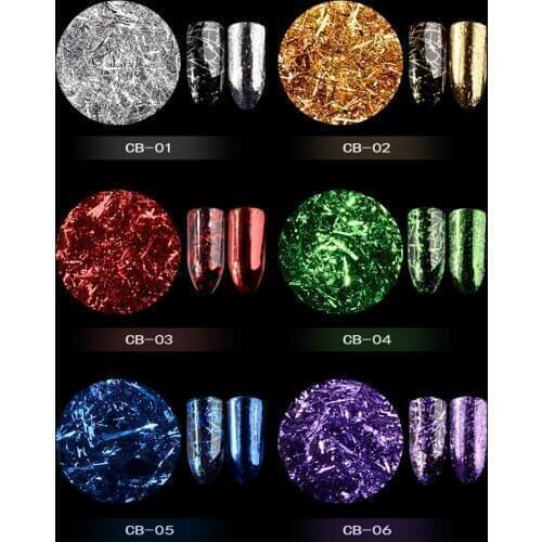 Aluminum Foil Flakes Magic Mirror Powder Glitter Sequins For Nails Chrome Strip Slice DIY Manicure Nail Art Decorations