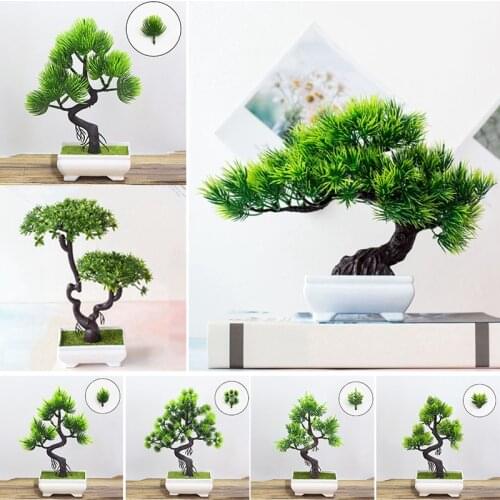 Artificial Plants Bonsai Potted Green Plants Small Trees Fake Flowers Potted Table Ornaments Home Garden Party Hotel Decoration