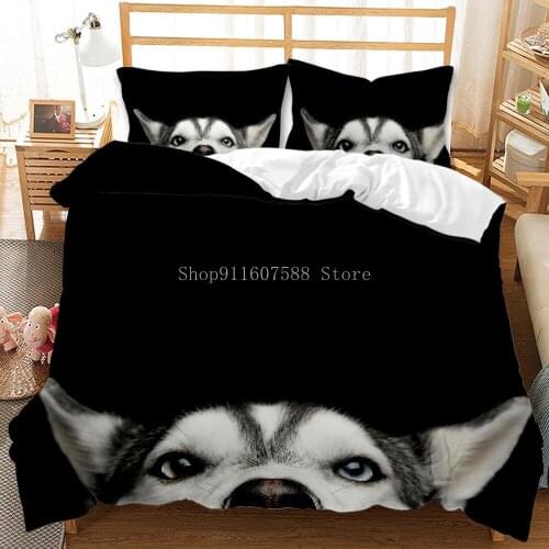 Pet Dog Lovely Animal Bedding Set For Adult Kids Bed Covers King Queen Size Duvet Cover Sets Luxury Black Bedclothes Customize