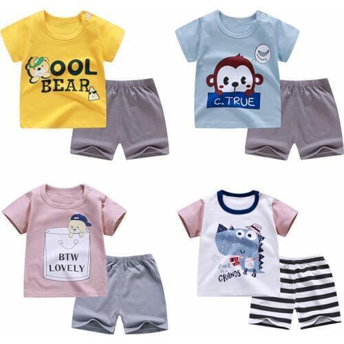 2pcs Baby Boy Summer Clothes Suit Infant Newborn Girl Clothing Set Sports Tshirt+ Shorts Suits Toddler Sport Suit Baby Outfits