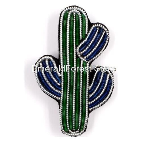 Indian silk hand-embroidered small cactus brooch mini brooch female accessories pin creative wild tide