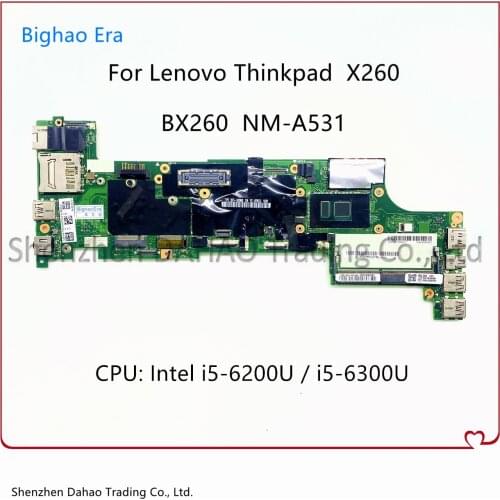 BX260 NM-A531 For Lenovo ThinkPad X260 Laptop Motherboard With i5 CPU DDR4 FRU:01EN201 00UP198 00UP190 00UP193 01HX207 100% Test