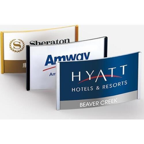 DEZHI-85*54mm Arc/Straight Style Metal Name Plate Card Holder With Strong Magnetic, Name Tag Badge Holder School Office Supplies