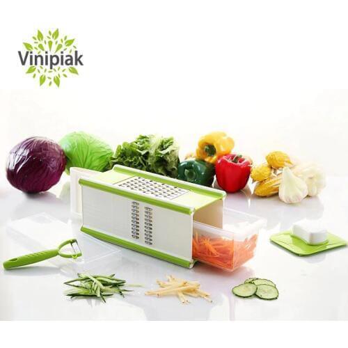Multi-functional Vegetable Stainless Steel Blades Mandoline Slicers Potato Peeler Strong Durable Storage Grater Kitchen Tool