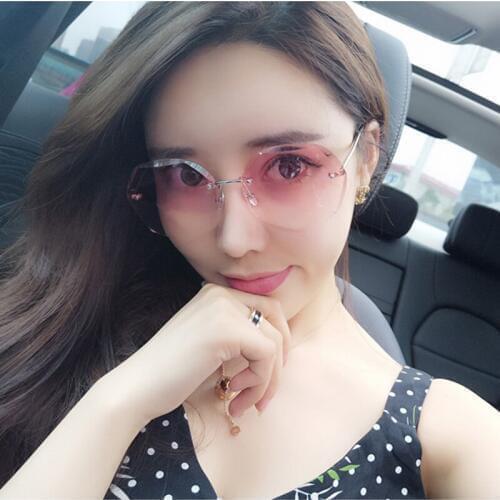Polygon Women Sunglasses Rimless Sun Glasses for Female Alloy Frames 2019 Brand Designer Fashion Woman Glasses Elegant Luxury