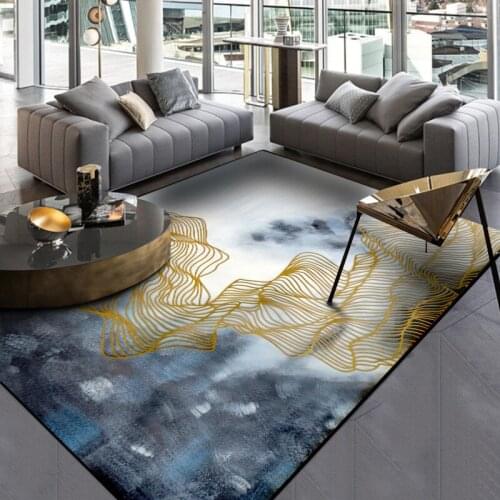Fashion Nordic Style Gold Abstract Lines Stone Landscape Scenery Carpet Rug For Home Living Room Carpet Kids Play Mat Home Decor