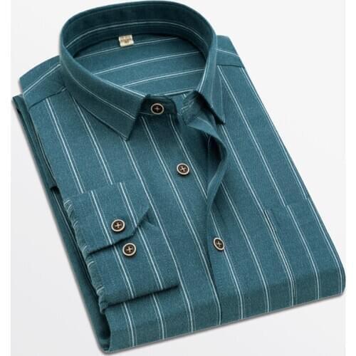 Mens New Striped Shirt Mens Wide Stripe Autumn Fashionable Long Sleeve Business Casual Shirt Youth Button Shirt