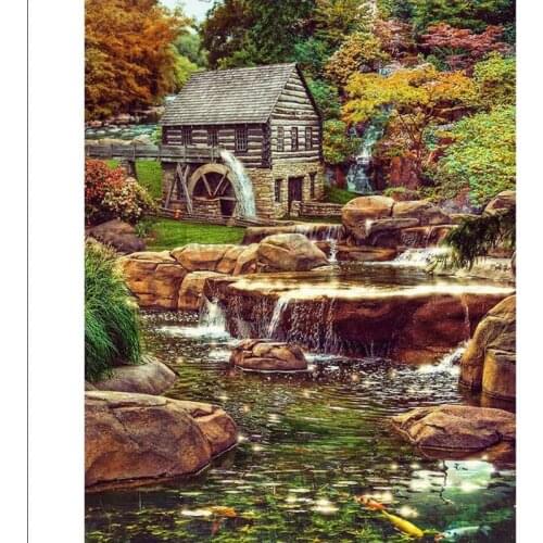 Full SquareRound Drill Diamond Painting Embroidery Mill by the Falls Rhinestone Mosaic Cross Stitch Decor GG4752