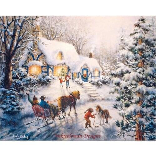Embroidery Counted Cross Stitch Kits Needlework - Crafts 14 ct DMC DIY Arts Handmade Decor - Christmas Visit