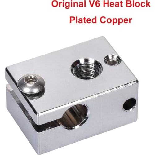 Original V6 Heated Block Plated Copper For E3D V6 Hotend Heater Block V6 Nozzle Silicone Sock Titan Extruder 3D Printer Parts