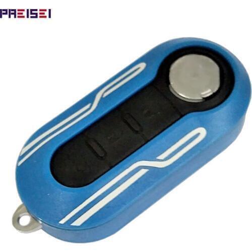 PREISEI Blue Car Flip Remote Key Shell Fob For Fiat 500 Key Replacements