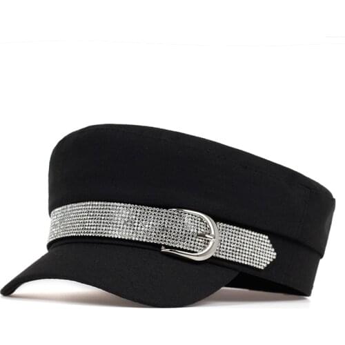 Simple Winter Beret with buckle hat Women Men Street Fashion Style Newsboy Hats Black Berets flat top Caps Men drop ship cap
