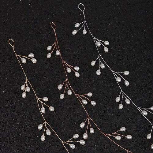 Simple Pearl Headband Rose Gold Silver Hair Vine Wedding Hair Accessories for Bride and Baby Artistic Ornaments