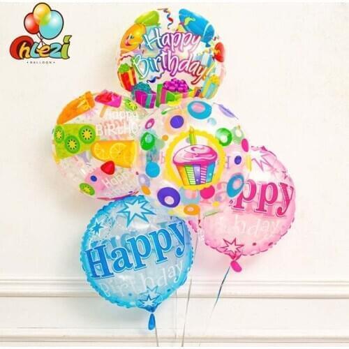 7pcs Happy birthday transparent balloons 18inch Round helium ballon Adult Birthday Party Decorations kids toy Baby Shower Globos